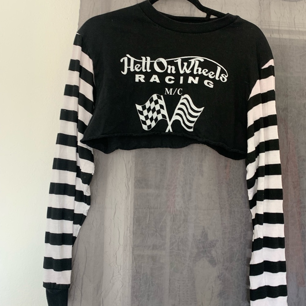 hell on wheels racing cropped top